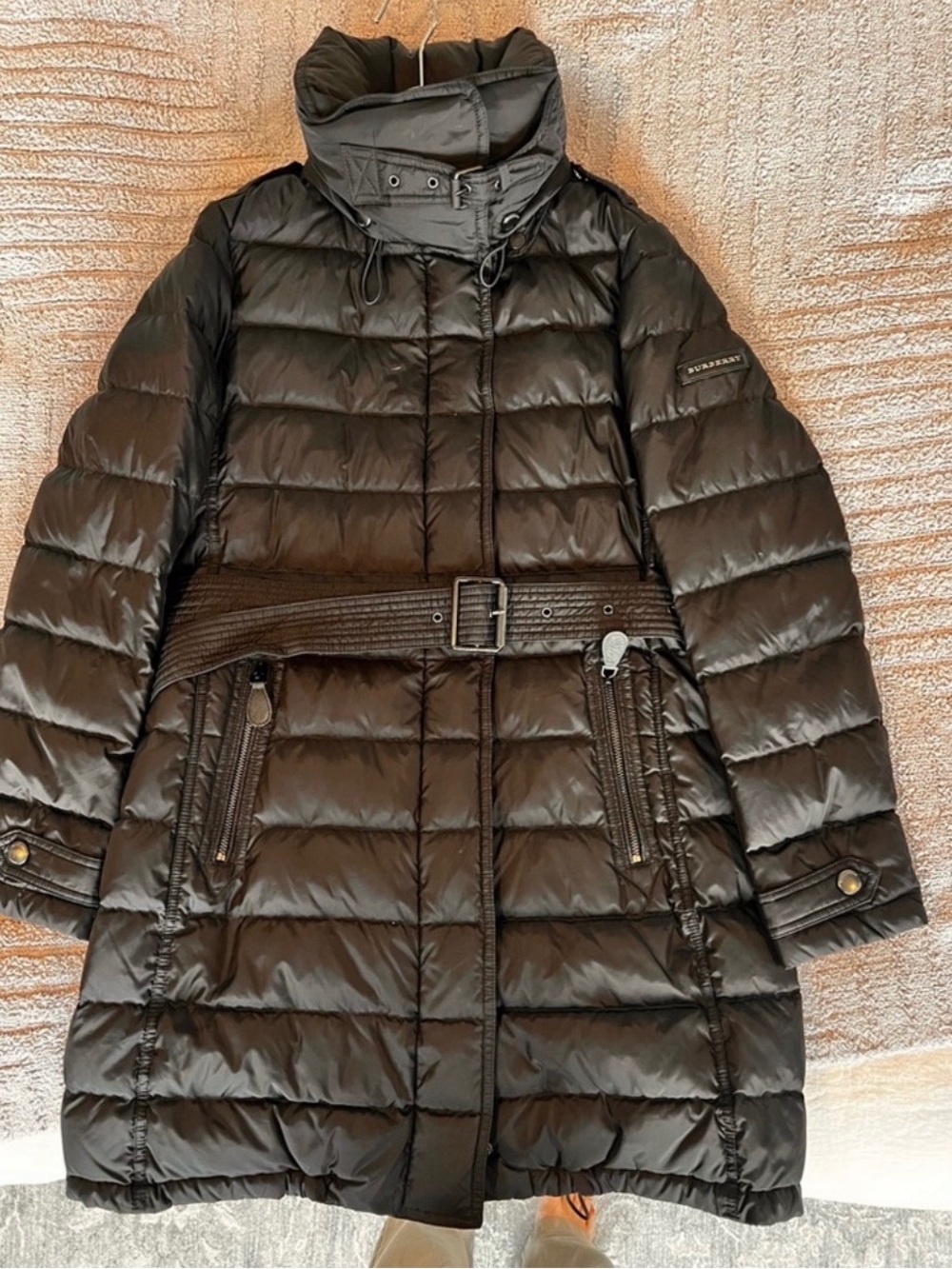 Burberry Black Quilted Belted Puffer Coat